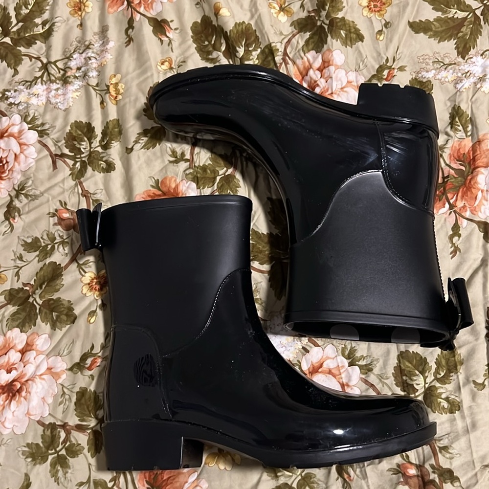 ♠️Kate Spade Rain-Bow Booties Rain Boots , Black - Picture 7 of 8